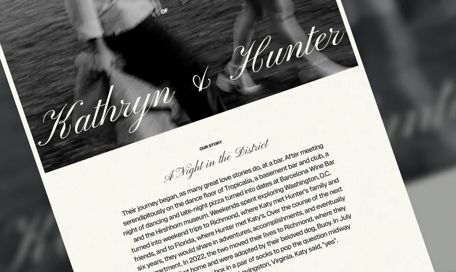Katy & Hunter wedding site home page